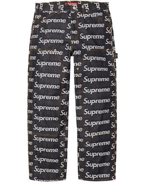 Supreme Jacquard Logos Double Knee Denim Painter Jeans "Fw25 - Black