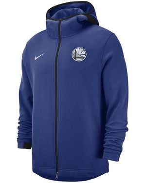 Nike Nba Golden State Warriors Basketball Dry Fit Full Zip Hoodie 940876 495" - Blue
