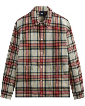 Kith Plaid Boxy Collared Overshirt "Fame" Khm031333 678" - Black
