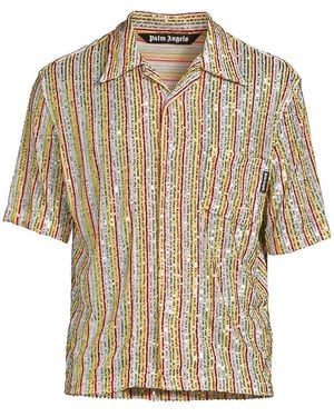 Palm Angels Sequins Bowling Shirt "Multi-Color" Pmga110F22Fab0048484" - Black
