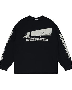 Rhude Cross Long-Sleeve T-Shirt Rhdmtps0166 Blk" - Black