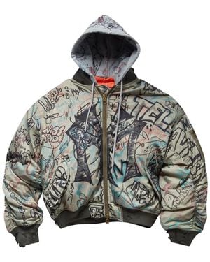 Mowalola Graffiti Bomber Jacket Mowss26Modwjkt01 Gree" - Black