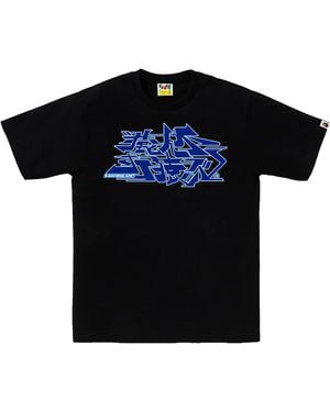 A Bathing Ape Asnka Kanji Graffiti Logo T-Shirt 1L30 110 054" - Black