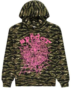Sp5der Og Web V2 Hoodie "Tiger Camo" 33" - Black