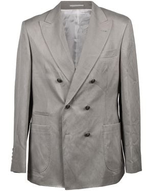 Brunello Cucinelli Double-Breasted Suit Blazer Brun910" - Black