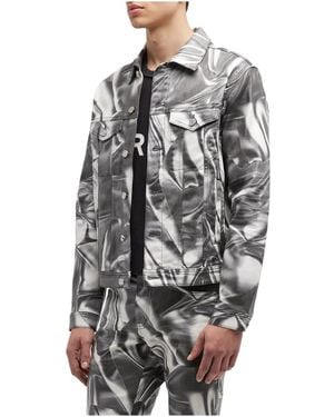 Purple Brand Trucker Jacket "Digital Wrinkle-Print" P024-Ocft424" - Black