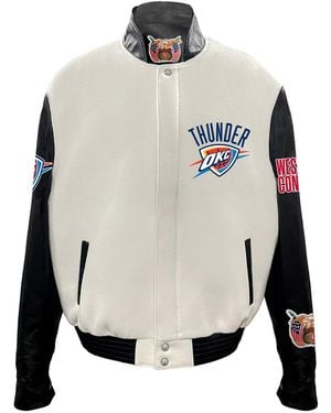 Jeff Hamilton Oklahoma City Thunder Wool & Leather Varsity Jacket Nba 004Whtblk Okc" - Black