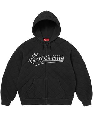 Supreme Quilted Zip Up Hooded Sweatshirt "Fw25 - Black