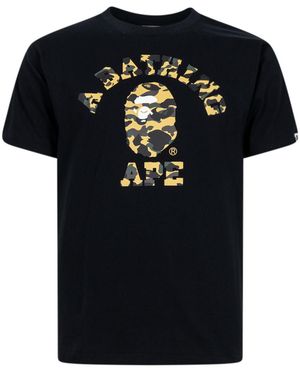 A Bathing Ape 1St Camo University T-Shirt 001Tei801007Mbkd" - Black