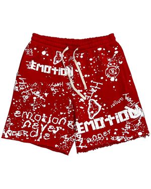 Mixed Emotions Graffiti Shorts Mixe020" - Red