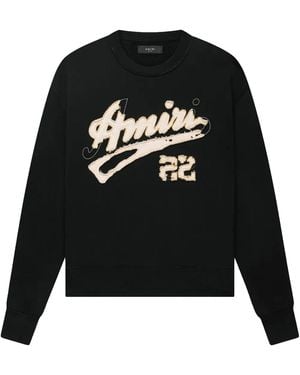 Amiri 22 Distressed Logo Jumper Ss23Mjg006 001" - Black