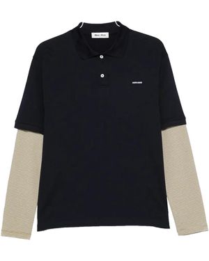 Miu Miu Layered Polo Jersey Shirt Mjl076 17Or F0Ud9" - Black