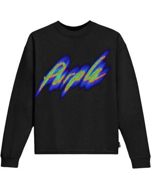 Purple Brand Textured Jersey Long Sleeve T-Shirt P204 Jbbs123" - Black
