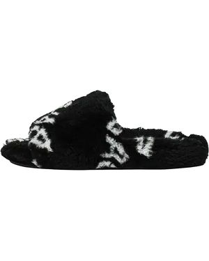 Balenciaga Furry Slide "Fake Fur Logo Allover" 654747 W2B41 1090" - Black