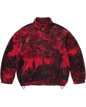 Supreme New York Fleece Jacket "Fw25 - Red