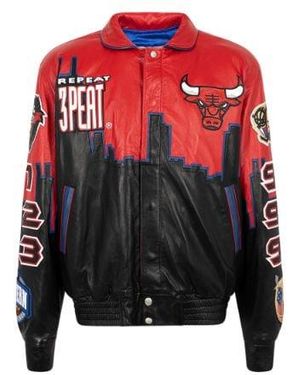 Jeff Hamilton Bulls 3Peat Leather Jacket - Black