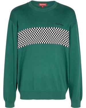 Supreme Chequered Panel Crewneck Jumper "Ss18" Su4597" - Green