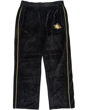 Sp5der Outline Logo Velour Track Trousers 323" - Black