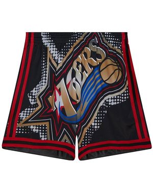 Mitchell & Ness Big Face 7.0 Fashion Shorts "Nba 76Ers" Pshr5906 P76Yypppblck" - Black
