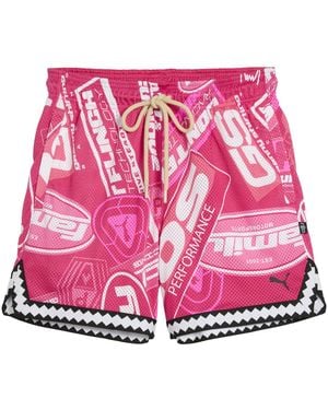 PUMA Fast & Furious 6" Mesh Shorts "Garnet Rose Aop" 637902 02" - Pink