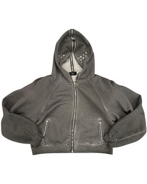 THUG CLUB Bulk Shoulder Gladiator Zip-Up Hoodie "Charcoal" Tc26Ss0601" - Black