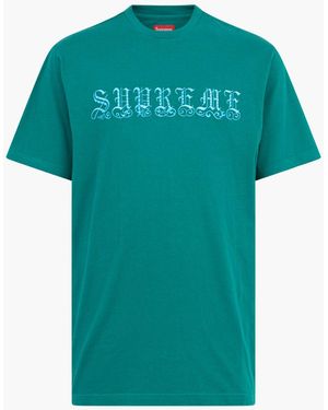 Supreme Old English Rhinestone S/s Top "ss 21" - Green