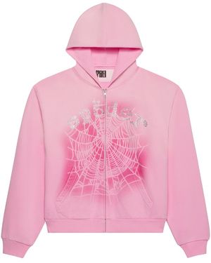 Sp5der Og Web V2 Spray Zip Hoodie "Light" 572" - Black
