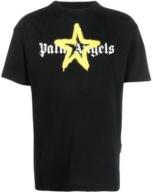 Palm Angels Star Sprayed Logo T-Shirt Pmaa001C99Jer0241018" - Black