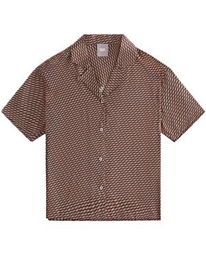 Kith Elena Monogram Silk Camp Shirt Khw030292 210" - Brown