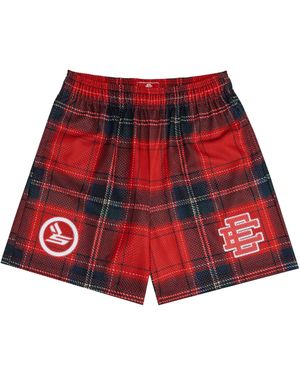 Eric Emanuel Ee X Sicko Exclusive Basic Shorts "Plaid/ /Multi" Ee1004" - Red