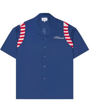 Rhude American Spirit Poplin Shirt Rhps24Sr01320302 Nvy" - Blue