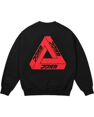 Palace Fukuoka Tri-Ferg Crewneck P0084" - Black