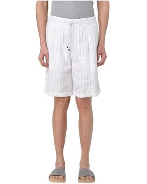 Brunello Cucinelli Linen Striped Tailored Shorts Brun799" - Black