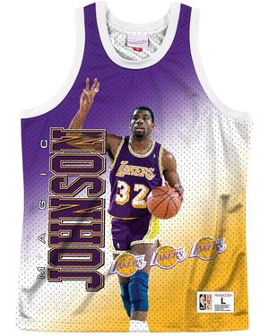 Mitchell & Ness Nba Behind The Back Jersey "Los Angeles Lakers Magic Johnson" Mstkmi19002 Lalwhitejh" - Black
