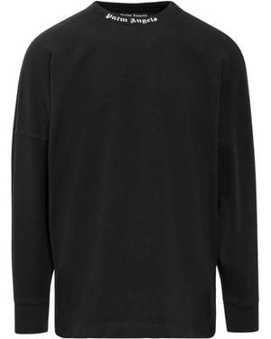 Palm Angels Classic Logo Over Long-Sleeve T-Shirt Pmab001C99Jer0011001" - Black