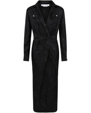 Off-White c/o Virgil Abloh Sky Jacquard Satin Twist Dress 1647597291817477" - Black