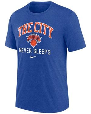Nike Knicks Heather Tri-Blend T-Shirt "Royal" 002" - Blue