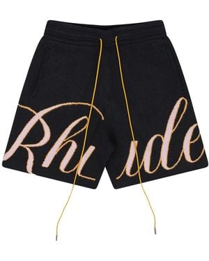 Rhude Gp Knit Script Shorts Rhss24Sh24603309 Bpo" - Black