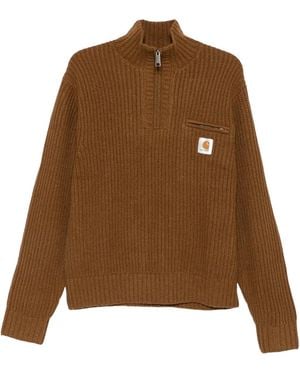 Carhartt Detroit Half-Zip Jumper "Wip Hamilton" I035398 3Tg Xx" - Brown