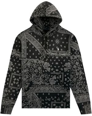 Polo Ralph Lauren Bandanna-Print Fleece Hoodie "Yukon Patchwork Bandana" 710981787001" - Black