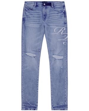RTA Bryant Skinny Jeans "Ciel Fade Cursive" Mchpd1320 J1205Clfcs" - Blue