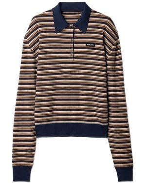 Miu Miu Wool Striped Polo Shirt "Falbino" Mml03V 1844 F0627" - Black