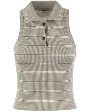 Brunello Cucinelli Ribbed Sleeveless Jumper Panama Light" Brun1872" - Black