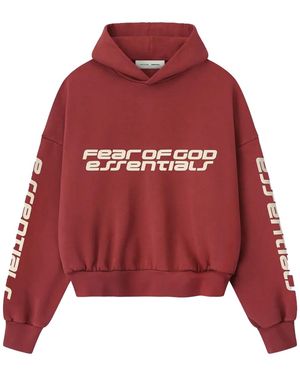 Fear Of God Cropped Relaxed Pullover Hoodie "Crimson" 192Ho256901F" - Red