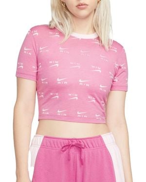 Nike Air Slim-Fit Printed Crop T-Shirt Style Dz3751 682" - Pink