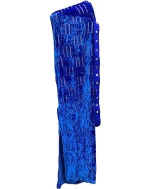 Off-White c/o Virgil Abloh Velvet Shibori Belt Long Dress Ch Ow Os 01022" - Black