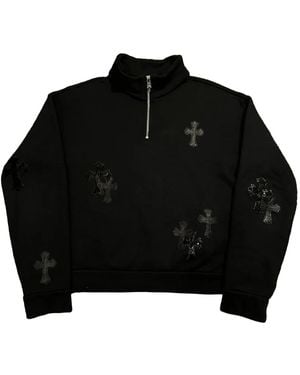 Chrome Hearts Cross Patch Quarter Zip Chrm0834" - Black
