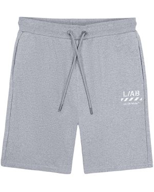 LAB C.O. OFF WHITE Diag Open Hem Fleece Short "Heather" Labf26B053-Htg" - Black