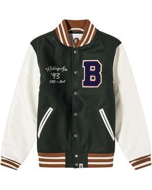 A Bathing Ape X End. Bowling Pins Varsity Jacket 001Hji731906C Grn" - Black