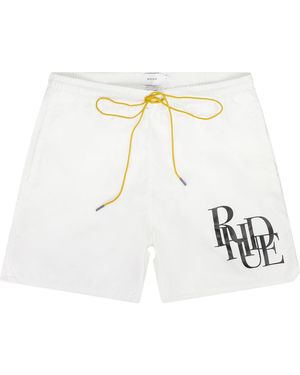 Rhude Logo Swim Trunks Rhss22Sh21016377 Wht" - Black
